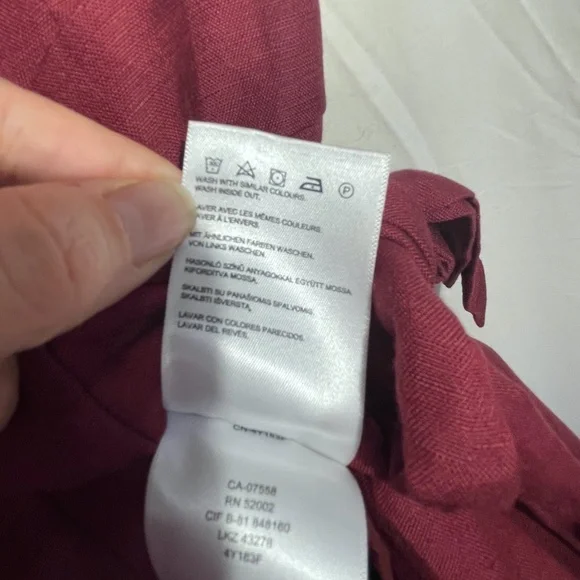 Mexx Womens Wrap Dress Burgundy Tie Closure Sleeveless V-Neck Linen Size M - Picture 3 of 11